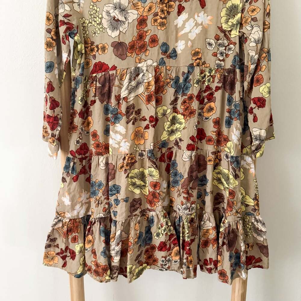 Natural Life Heidi Floral Mini Dress Size Small Boho Tiered Rayon Cotton - Picture 10 of 11